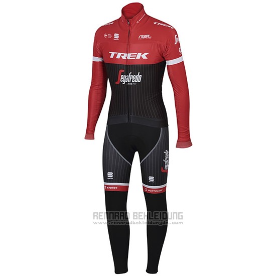 2017 Fahrradbekleidung Trek Segafredo Shwarz und Rot Trikot Langarm und Tragerhose